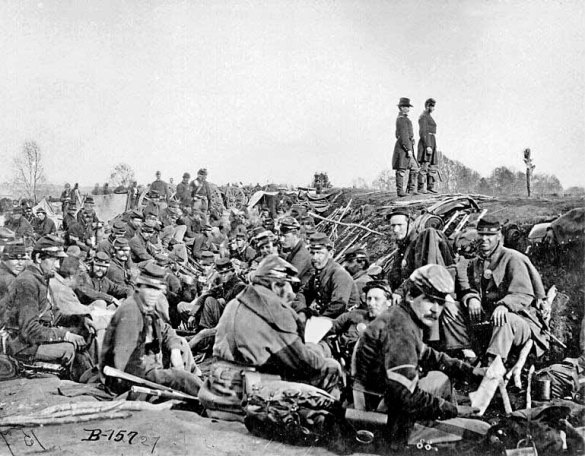 Union Soldiers in trenches before the Battle of Petersburg--June 9, 1864 